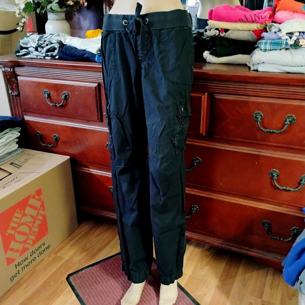 Black Cotton Pants w/Spandex Waist Band & Side Pockets